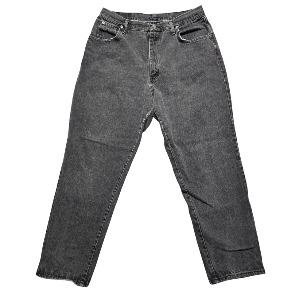 90s Grunge Vintage Straight Leg Denim Jeans Mens 33x30 Black Wrangler Blues